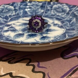 Purple Amethyst Flower Ring size 9